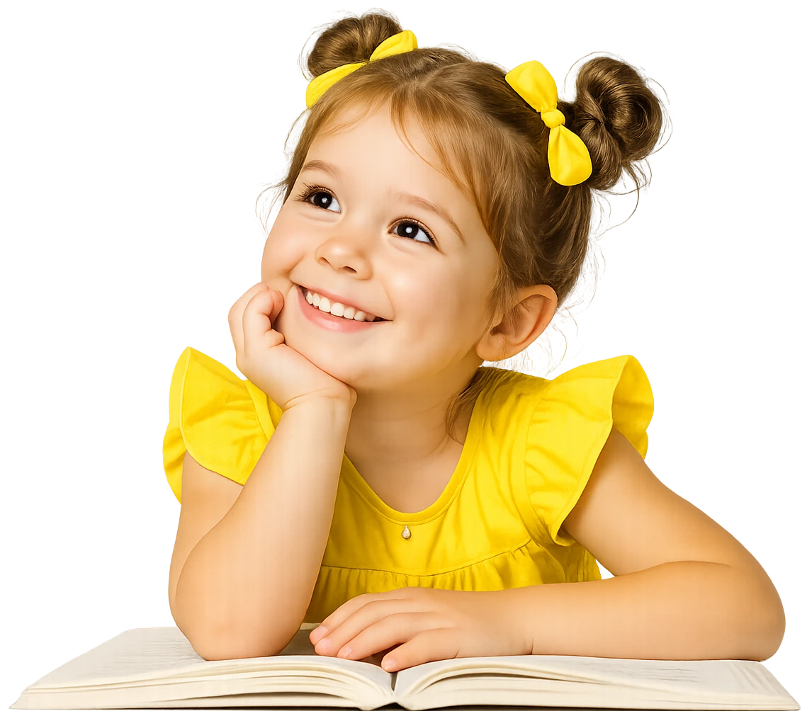 Девочка 5–6 лет с книгой — старшая группа детского сада «Совушата»